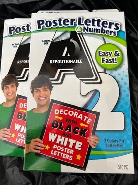 Poster Letters & Numbers Repositionable Poster Set - Black and White